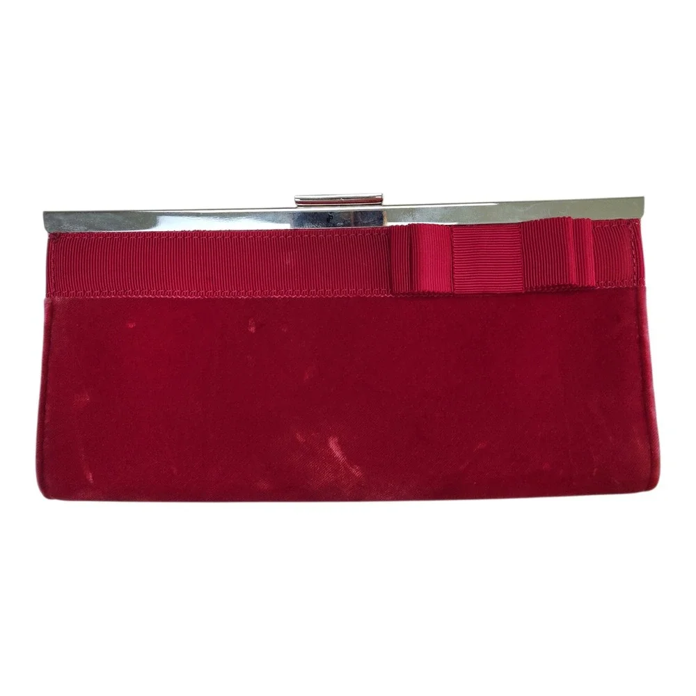 Banana Republic‎ Hot Pink Velvet Clutch Bow Silk Blend Evening Formal Barbiecore